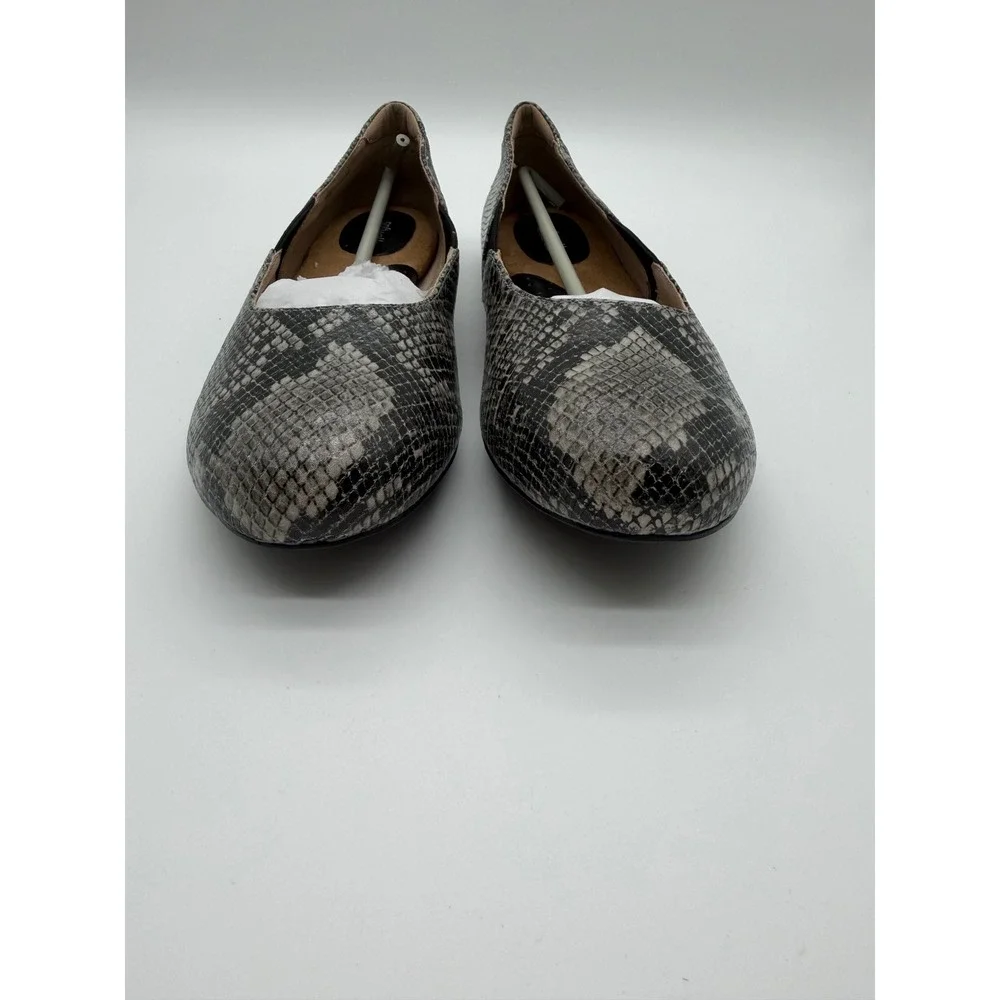 SoftWalk Norwich Snakeskin‎ Ballet Flats Black White Womens 10.5 N S1564-055